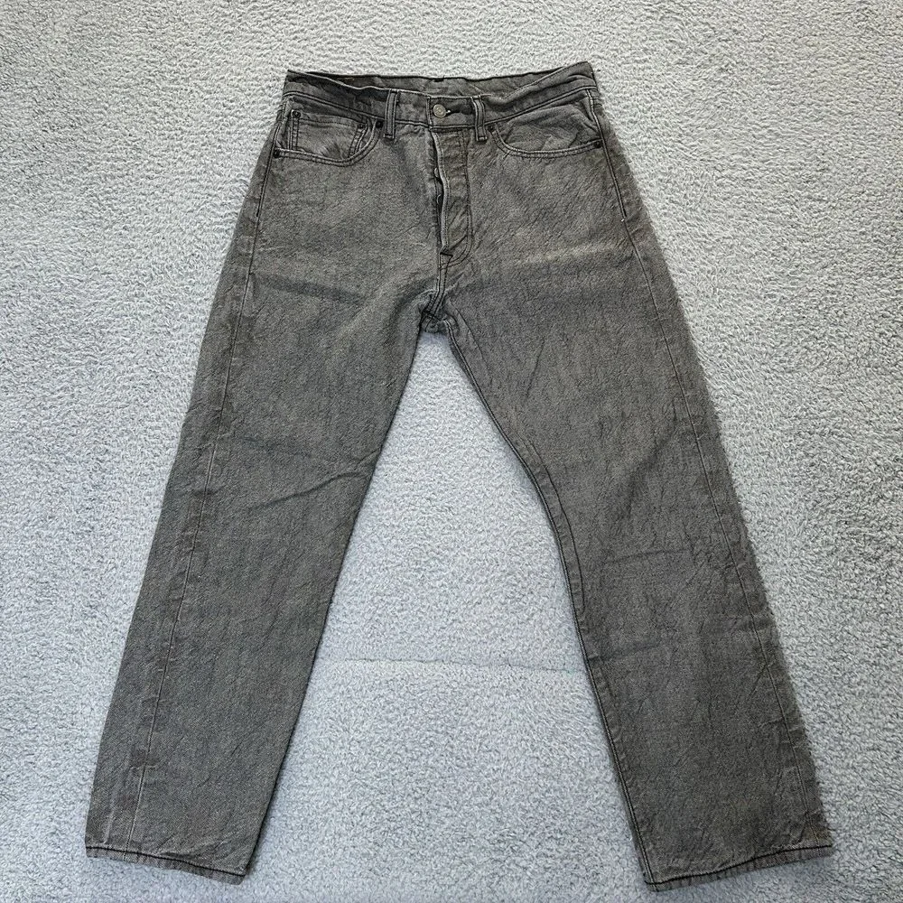 Levis‎ Jeans Mens 32x30* Black White Contrasted 501 XX Button Fly Straight Denim